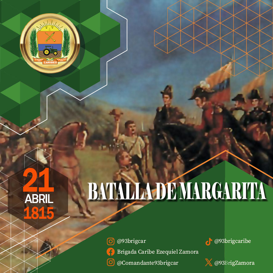 🗓️#TalDíaComoHoy || #21Abril del año 1815, fue librada La Batalla de Margarita, por Juan Bautista Arismendi, en la población de Juan Griego con 50 hombres, ante la llegada de la Expedición pacificadora de Pablo Morillo.