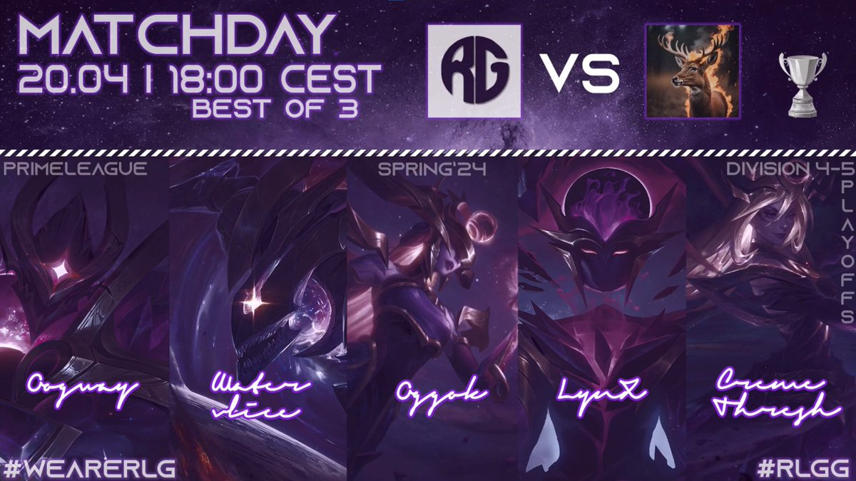 _RLGaming's tweet photo. Und da sind wir tatsächlich:
Heute Abend um 18:00 Uhr spielen wir im UB Finale im Bo3 um den Aufstieg in DIV 4.
So nah am Ziel, wir haben richtig Bock!
Seid live auf https://t.co/XlN6aJhHTs dabei und lasst ganz viel Liebe da!💜
#WeAreRLG | #Playoffs | #RLGG https://t.co/ZFgeSOC7N4