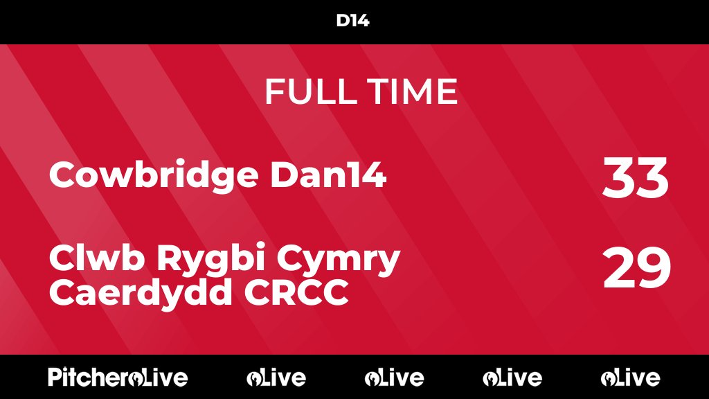 FULL TIME: Cowbridge Dan14 33 - 29 Clwb Rygbi Cymry Caerdydd CRCC #COWCLW #Pitchero clwbrygbi.com/teams/242921/m…