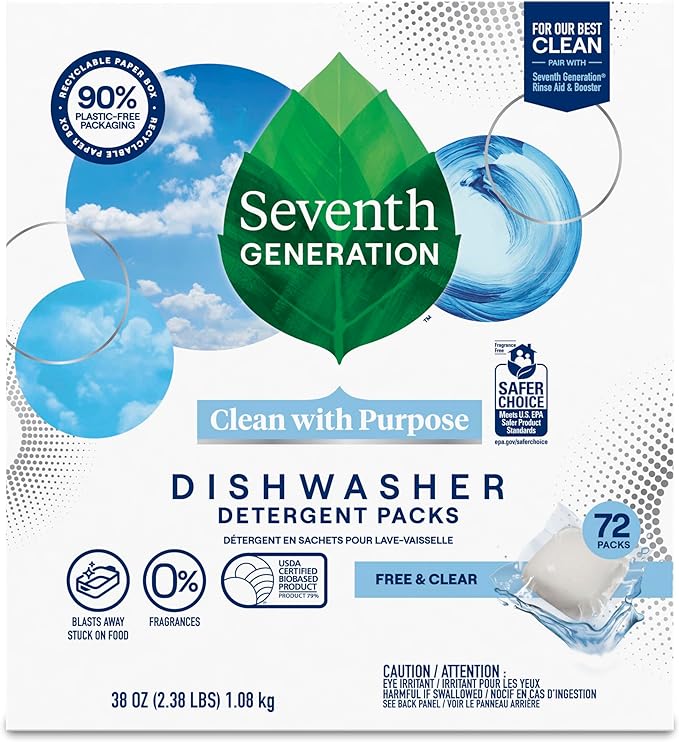 Seventh Generation Dishwasher Detergent Packs 72ct as low as $2.xx with coupon + Sub/Save amzn.to/3wcPheC