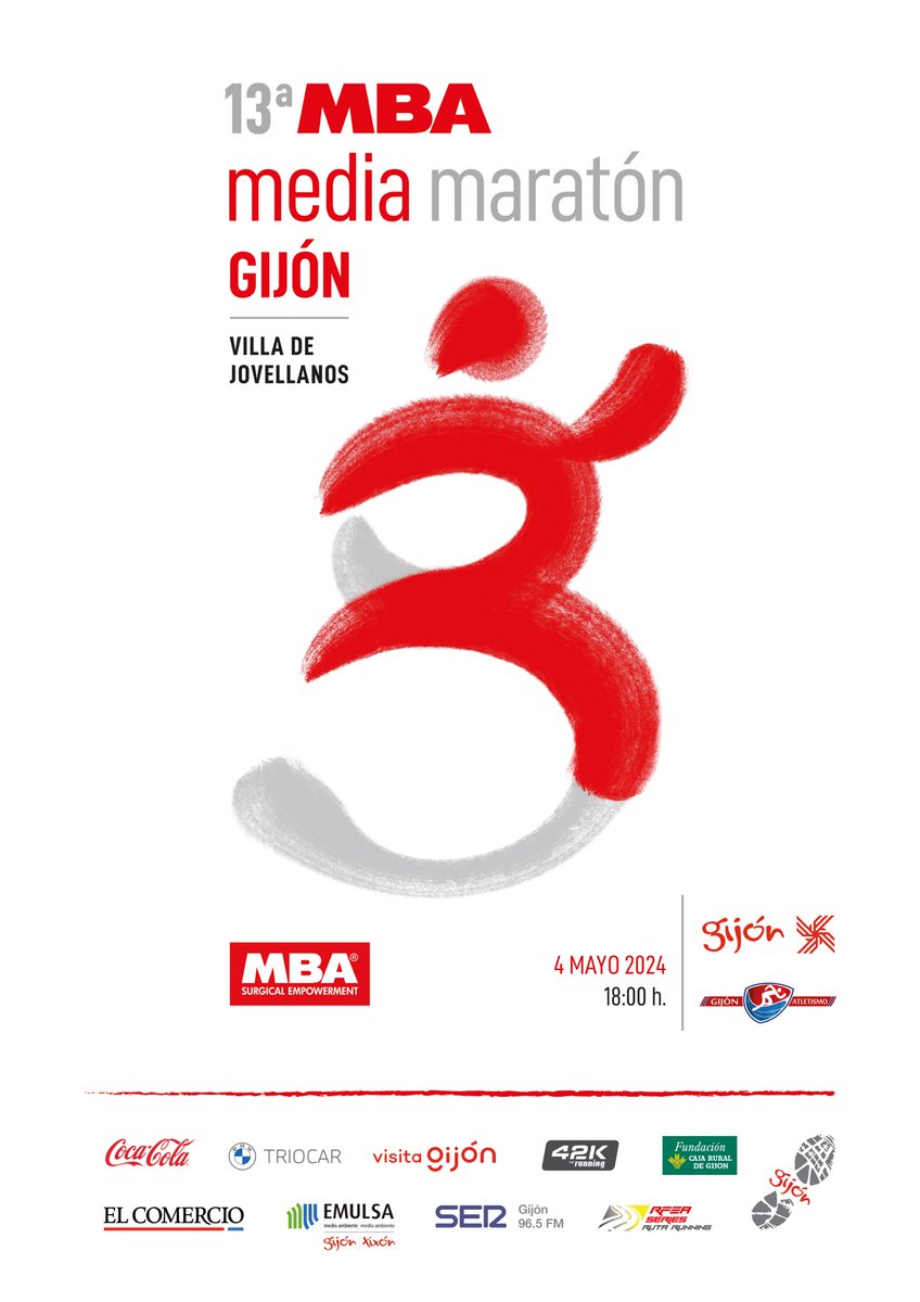 La 13ª edición de la MBA Media Maratón de Gijón "Villa de Jovellanos" se disputará el sábado 4 de mayo, a las 18 horas, y las inscripciones se realizan en mmgijon.321go.es 🏃‍♀️🏃 ¡Anímate! #MBAMMGijón