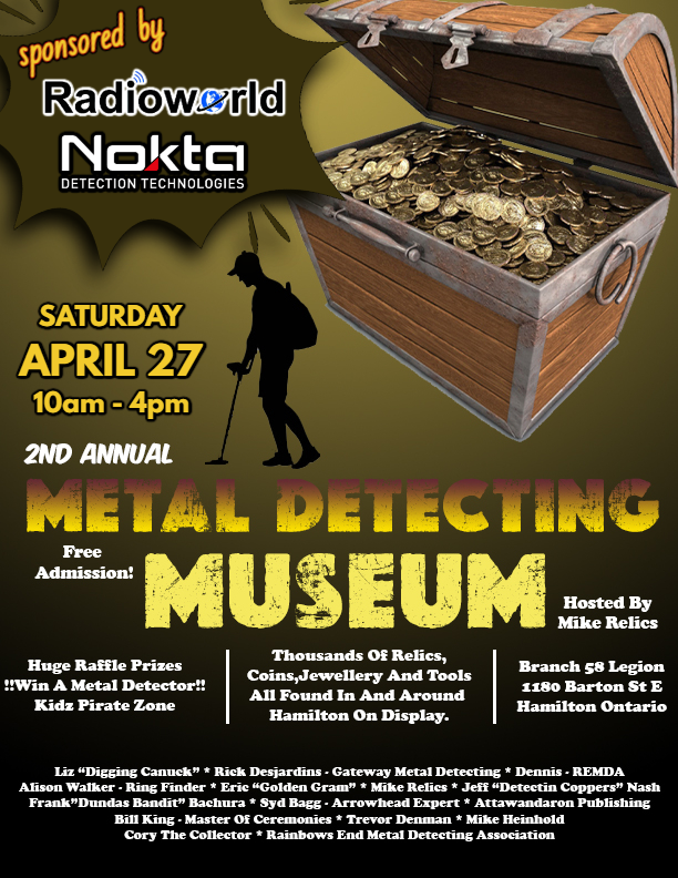 Win a FREE metal detector. Sat 27th 10-4pm (Cdn Legion, 1180 Barton St E., Hamilton)

#metaldetecting #nokta #radioworld #metaldetector #treasurehunting #hamont #hamilton #niagara #halton #toronto #haldimand #mississauga  #ancaster #dundas #stoneycreek