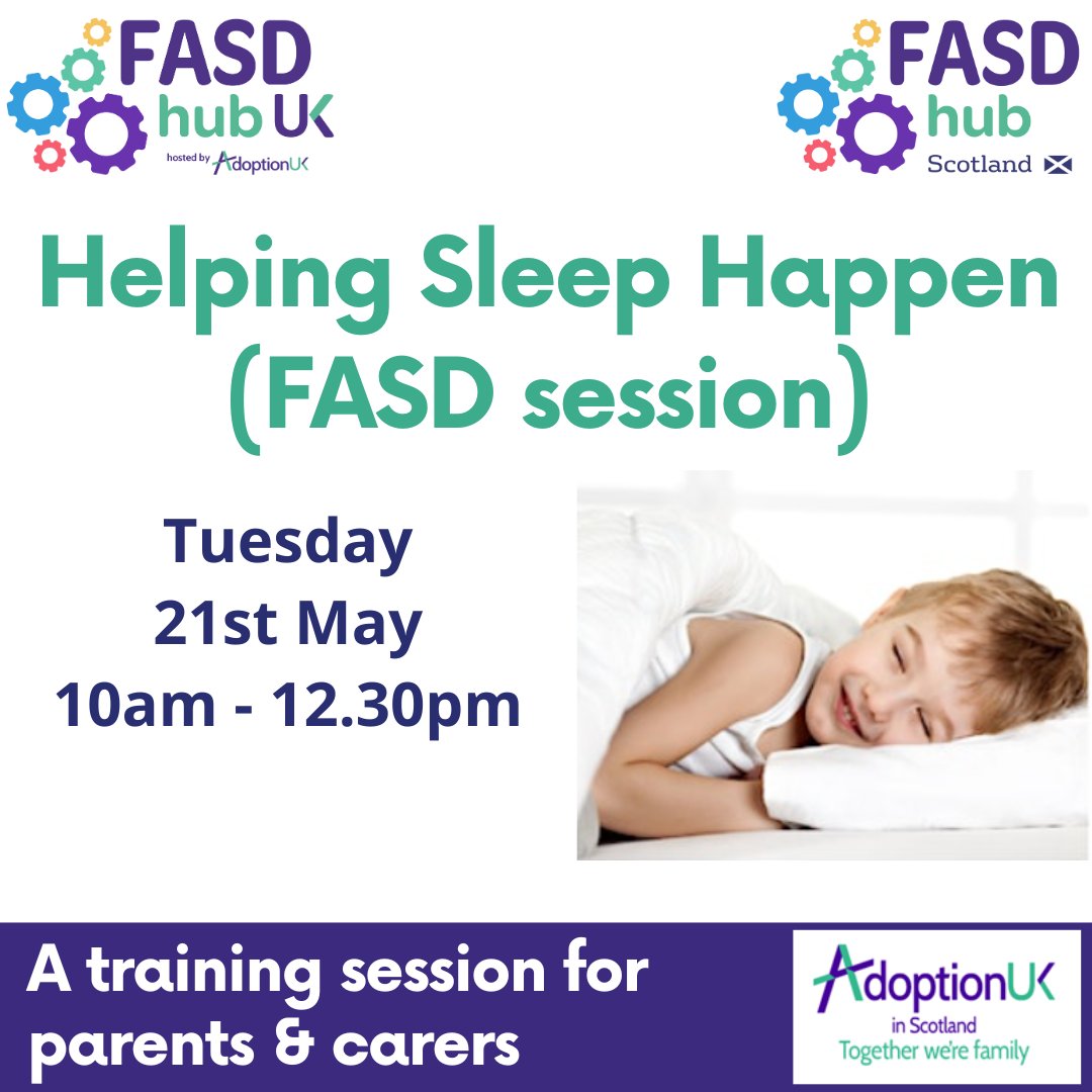 Our next Helping Sleep Happen training is on the 21st of May! Join us as we look at why young people with #FASD can have difficulties around sleep and the issues we as parents and carers may face. Book your place now: ow.ly/OVPZ50RgUjJ