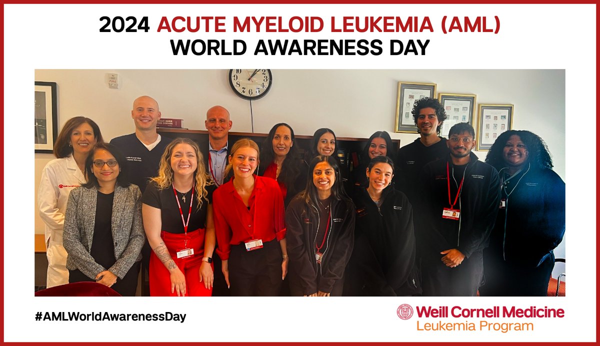 The @WeillCornell @nyphospital #Leukemia team is proud to support #AMLWorldAwarenessDay. We are dedicated to raising awareness and advancing care for all patients, caregivers, and loved ones impacted by #AcuteMyeloidLeukemia (#AML). @Know_AML #KnowAML