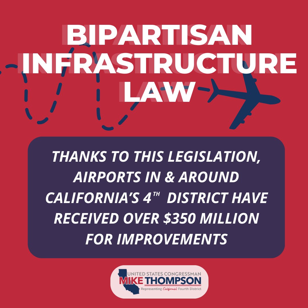 Proud to have voted for the Bipartisan Infrastructure Law, which has provided over $350 million in funding to improve airports in and around the 4th district.