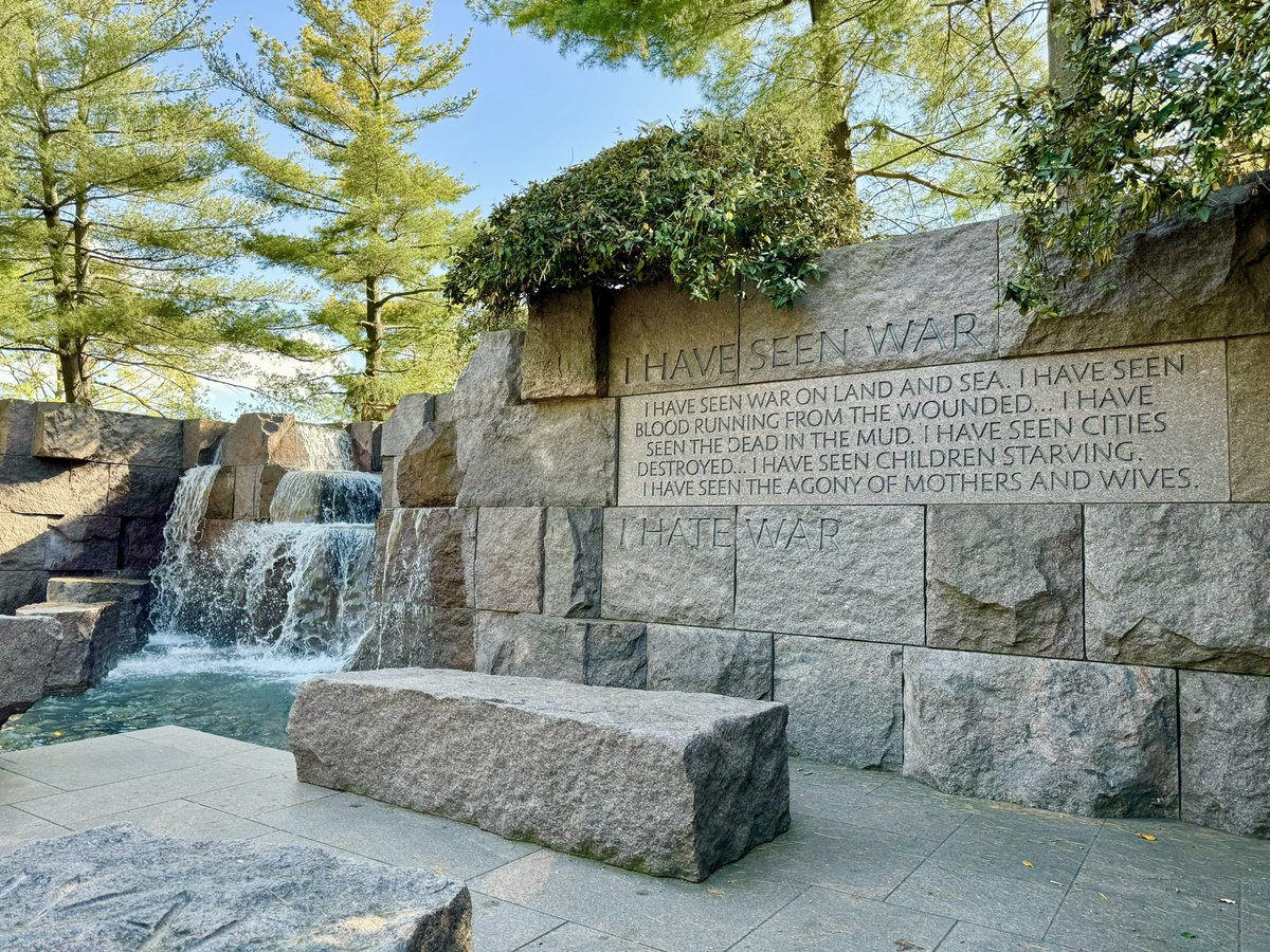 “I have seen war … I hate war” Quotation at the Franklin D. Roosevelt Memorial in #Washington. As relevant and striking today as it was in 1936. #SpringMeetings