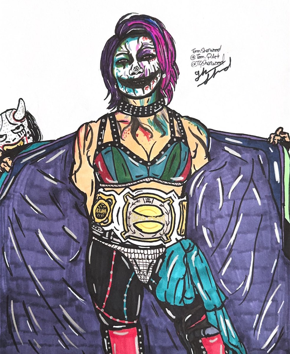 “Inner Demons.” New drawing starting @WWEAsuka!! I absolutely had to draw Asuka’s incredible face paint from Wrestlemania. Incredible! #asuka #kabukiwarriors #damagectrl #fanart #wrestlingart