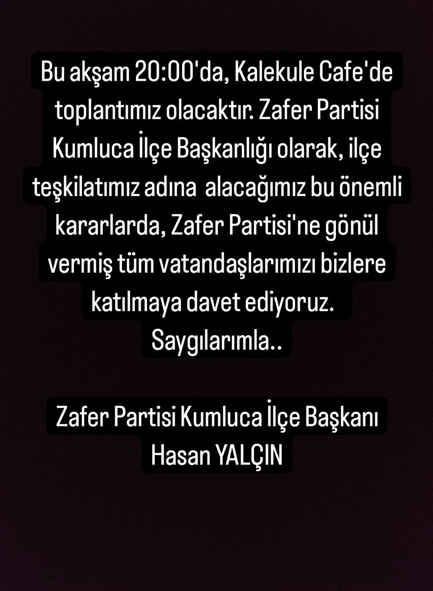 Partimize gönül vermiş tüm vatandaşlarımızı bekleriz.. @umitozdag @zaferpartisi @zaferpartisi07 @ZaferP_Kumluca