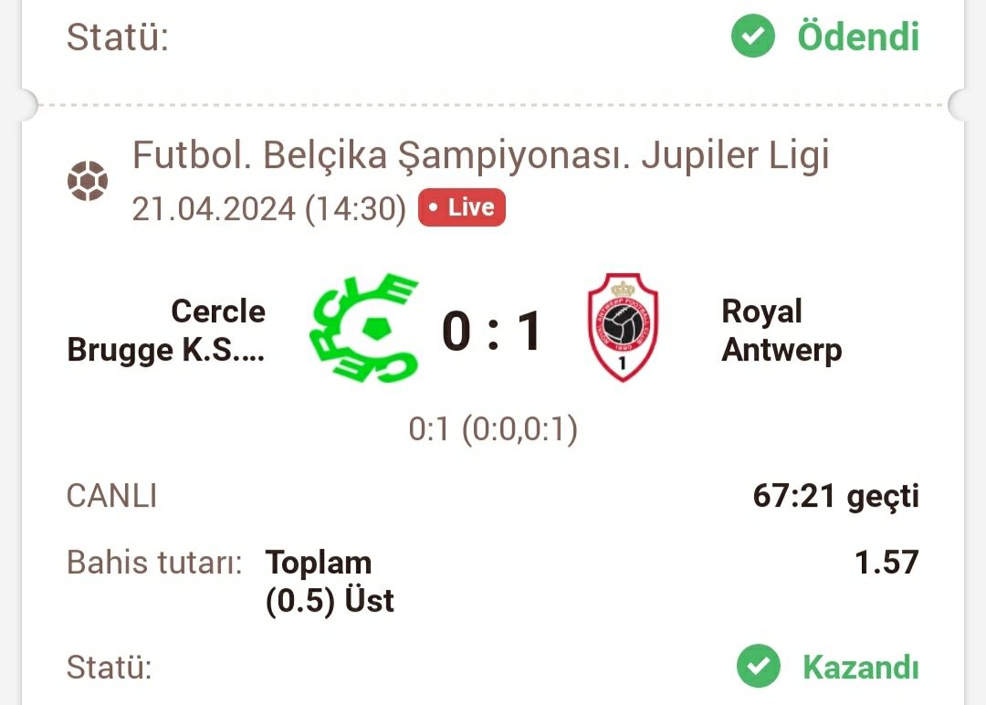 Kazandıkkk ✅✅✅

t.me/iddaakazani

#Canlibahis #iddaa #Rolling #futbol #bahis #canliiddaa #orananaliz #iddaatahminleri #tahmin #banko #kupon #macizle 
#canliiddaa #canlitahmin
#canlibahis #canlimac #gününkuponu #melbet #kasakatlama