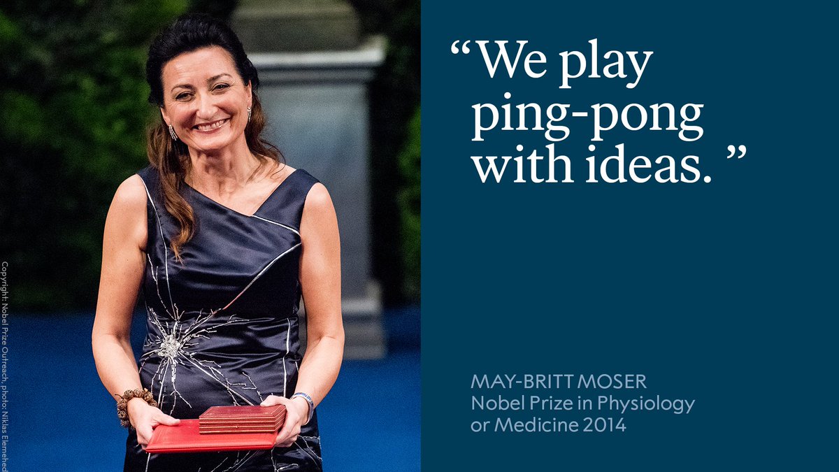 “We play ping-pong with ideas. In this way you can go from a wide crazy idea to something that is possible to do.” - May-Britt Moser's description of her and her collaborators' creative process. How would you explain a creative process? #WorldCreativityDay