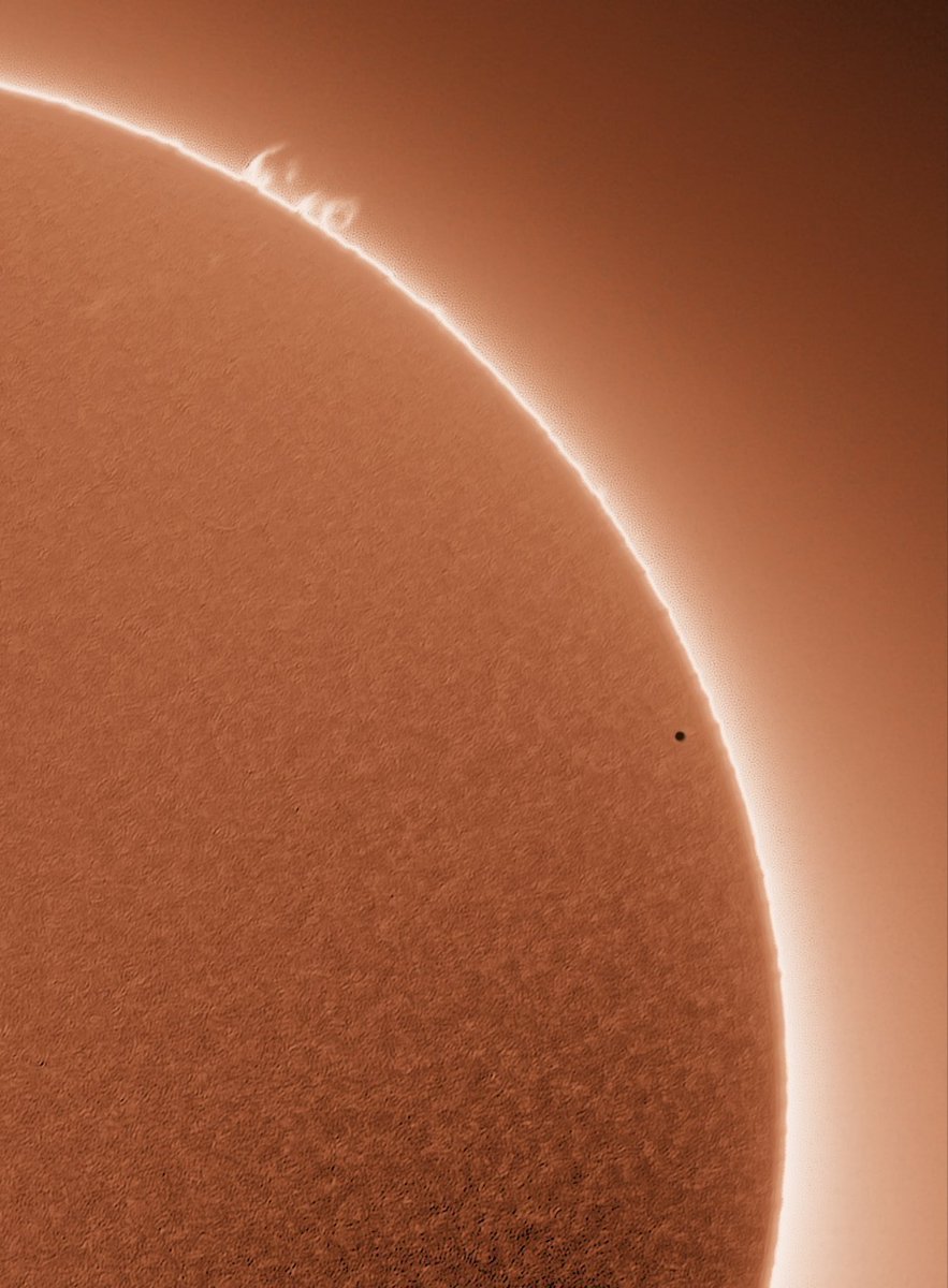 The small dot is Mercury in front of the sun Image credit: @AJamesMcCarthy