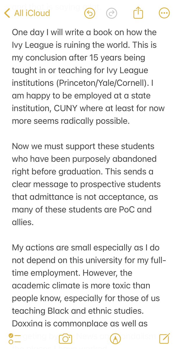 the world 🌏right now. Lip service is great. What are tenured faculty willing to give up? For freedom fr Gaza to the West Bank to Congo to Haiti, this blueprint of organized dissent matters. While I’ve personally been treated well and been generously supported by staff in my…