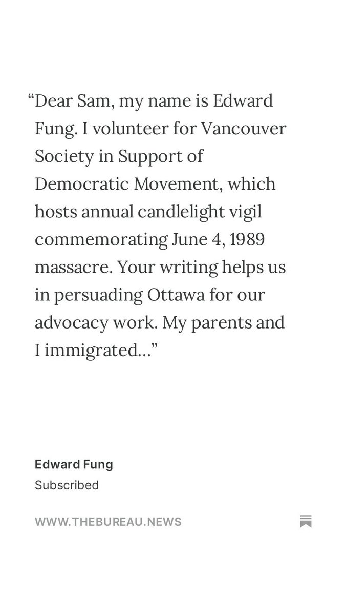 It’s rewarding to receive support from readers like Edward Fung, and thanks to Edward for making this support public. This is part of the Public Interest mission of The Bureau, reporting in support of international democracy.