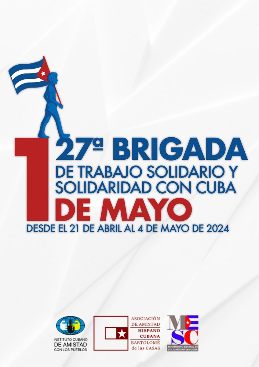 ✈️ ¡Una gran noticia! El contingente del estado español ha partido hoy hacia #Cuba 🇨🇺 desde el aeropuerto de Madrid-Barajas para unirse a la #Brigada1M2024. ¡Deseamos un buen viaje lleno de solidaridad a todos los brigadistas!🤝 #CubaNoEstáSola