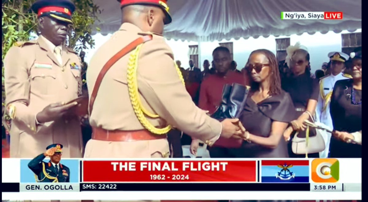 THIS must be the most devastating moment for any military family; when the official gear of a fallen soldier is handed to the family. The sword, the boots, the national flag… heartbreaking 💔 #RIPGenOgolla