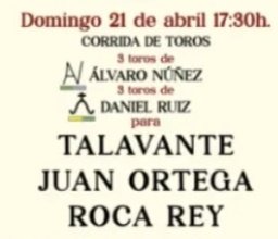 Corrida de toros Feria de San Jorge 2024 📍
⚔️ Alejandro Talavante
⚔️ Juan Ortega
⚔️ Roca Rey
🐂 Álvaro Núñez - Daniel Ruiz
🏟️ Zaragoza
⏰ 17:30
📻 @carruseltaurino