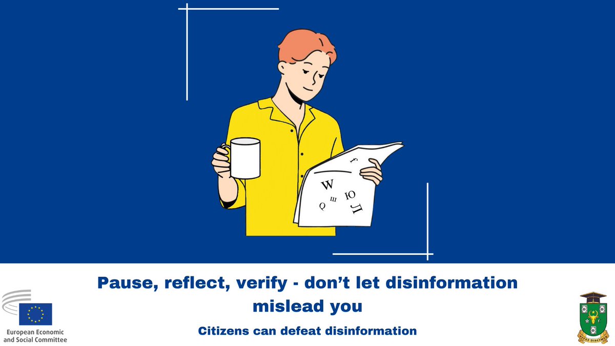 ✊🏼#EUCivilSociety can defeat disinformation! 💡Critical thinking will give you the power to see right through the deception of disinformation campaigns. 🖥️Citizens can defeat disinformation | EESC 👉eesc.europa.eu/EESCvsDisinfo #EUvsDisinfo