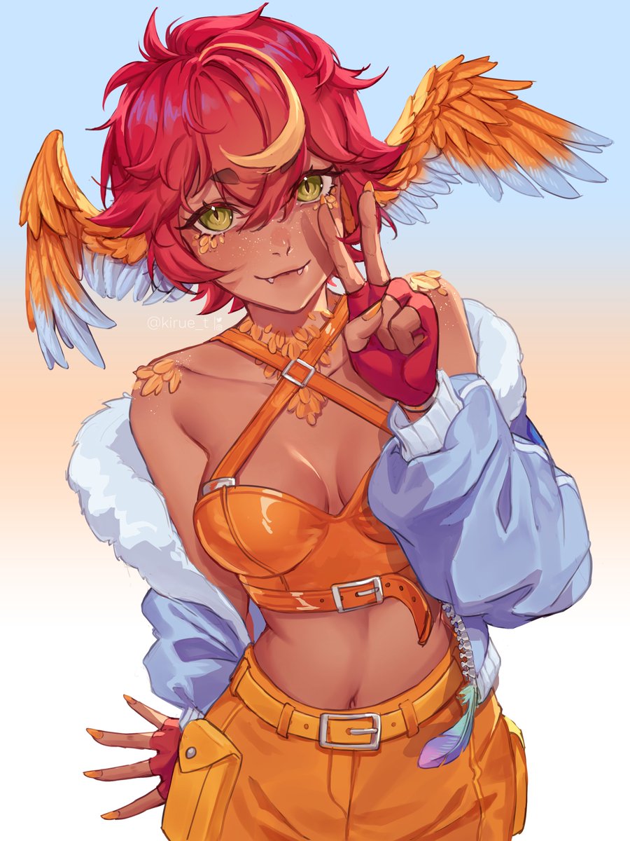 vogel_VT's tweet photo. 💙Happy Sunday birds!! 🧡

We're grabbing you all by the scruff and forcing you to look at this absolutely beautiful art !!!!!!!! 
We're shiny and soft and soooo happy!

🎨@kirue_t 
#artcheopteryx #ENVtuber https://t.co/XJCU2VDPmc