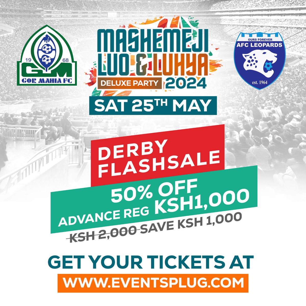 MjengoKE's tweet photo. Since it's Mashemeji Derby, kuna 50% off for the advance regular ticket at only Ksh 1000.

Tickets: https://t.co/xXBpft1f8t

#LuoLuhyaEvent
Tukutane Deluxe Party https://t.co/f0RcYCss7E