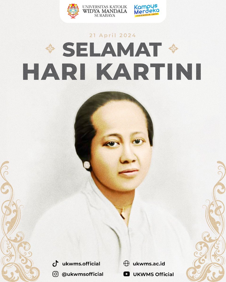 UKWMSofficial's tweet photo. Hi Wimates! 👋

Selamat Hari Kartini - 21 April 2024 🌸
Terima kasih RA. Kartini atas segala perjuangan bagi para perempuan Indonesia. 

#UKWMS #ALifeImprovingUniversity #Kartini https://t.co/8j4HrV9eK1