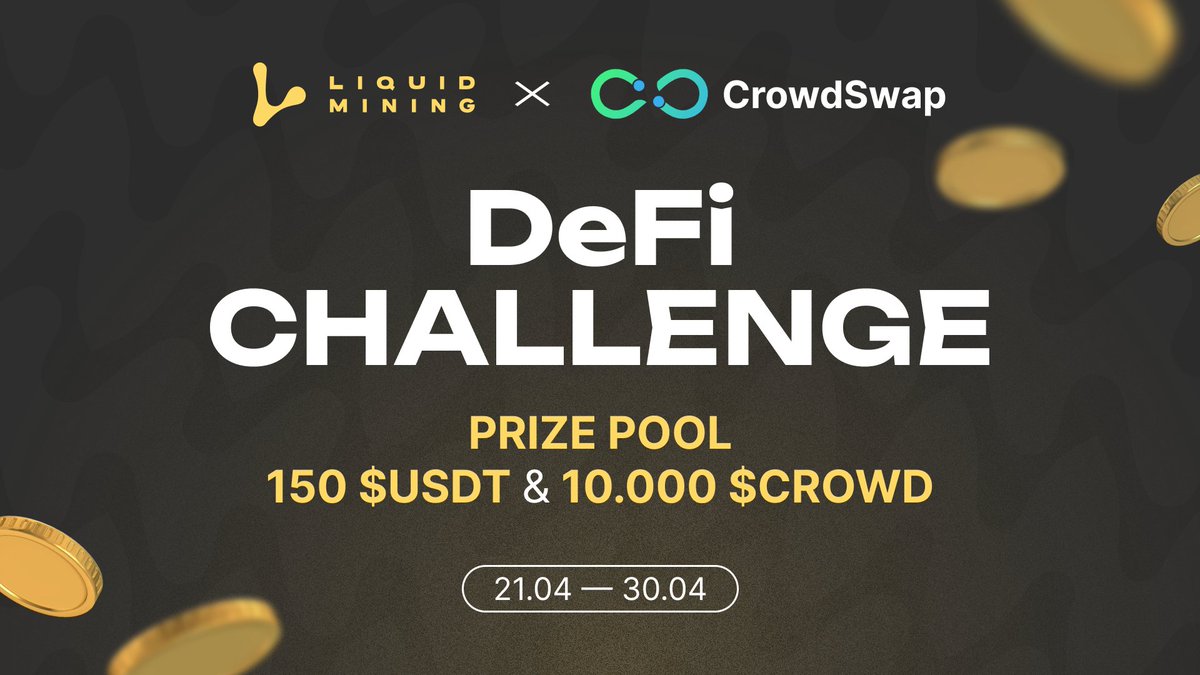 We have partnered with @CrowdSwap_App to host a quick challenge for our fellow miners and DeFi enthusiasts ⛏🪙 📜 Rules: 1. Follow @CrowdSwap_App and @liquid__mining 2. Pick the correct answer and type it in comments 💵 Rewards: 150 $USDT and 10.000 $CROWD 👉 5 winners ⬇️