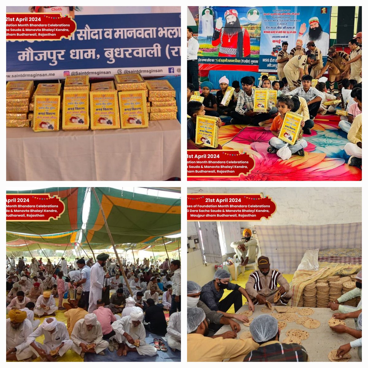 Today on the third week, MSG Bhandara was celebrated with great pomp in Sirsa, Rajasthan and Himachal.  Inspired by Saint MSG Insan , the devotees of Himachal planted trees 🌱. Prasad and langar were distributed within a few minutes ✨
#FoundationMonthBhandaraHighlights