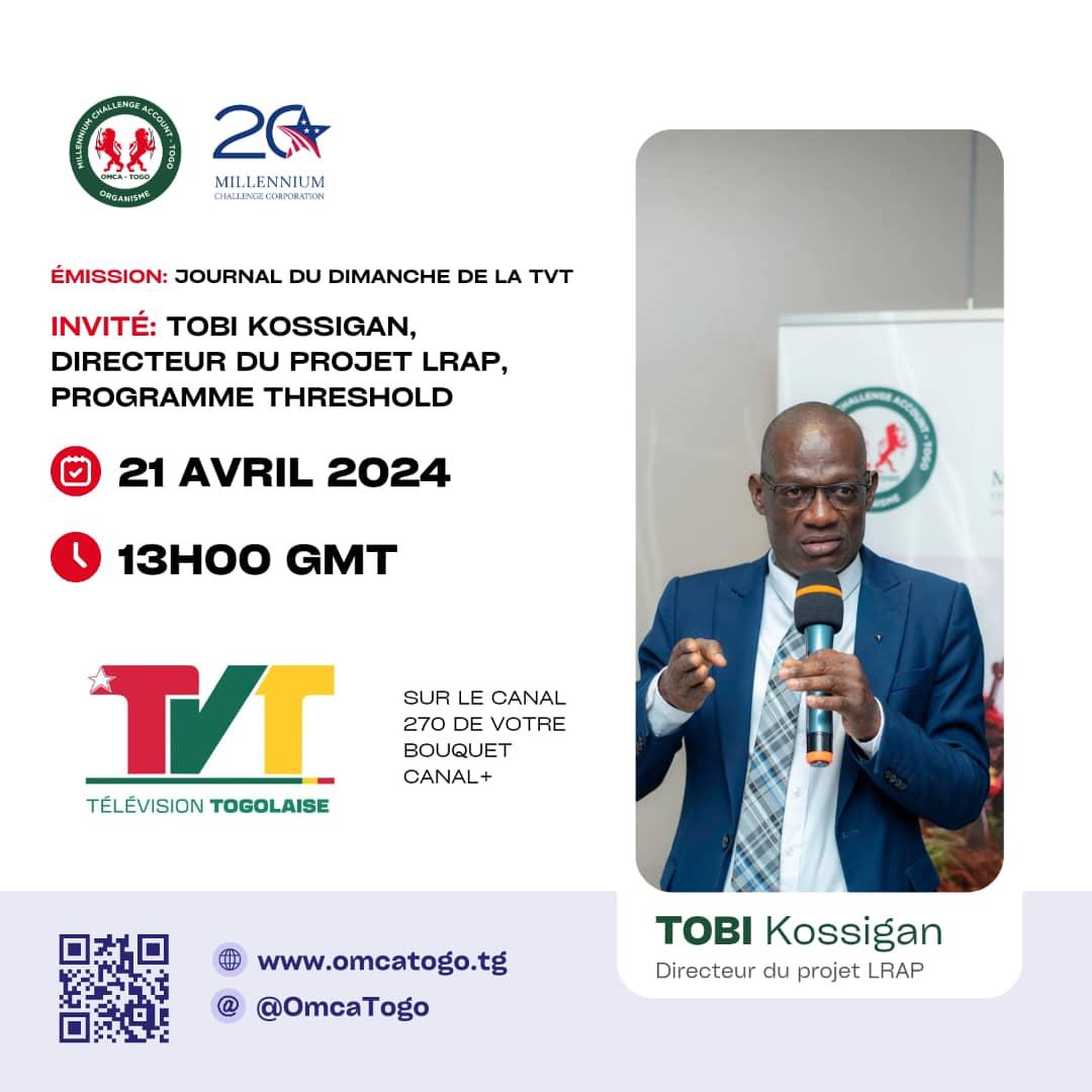 MUHRF_TG's tweet photo. 🛑En cours sur la @TVTOfficiel,

Toutes les infos utiles sur le Projet de réforme foncière pour l’accroissement de la productivité agricole, avec M. Tobi Kossigan, directeur du #LRAP à l’Organisme de mise en œuvre du Millenium Challenge Account Togo.
 
@GouvTg

#Denyigban
#Togo🇹🇬 https://t.co/NGH2Wn2IpQ