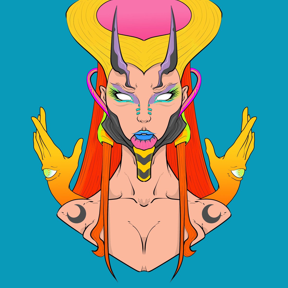 cozmozart's tweet photo. GM! 👑✨

More 🫠 bangers for the #CHAOSDesign competition..

🌙 — @darkula__ 
🍬 — @CryptoViolante 
🐲 — @Tim_the_Sleeper 

Still 4 more days left! Tag an #artist you think would #slay this completion!

✌️🏴‍☠️🌈✨ https://t.co/AmWTGLuAjI