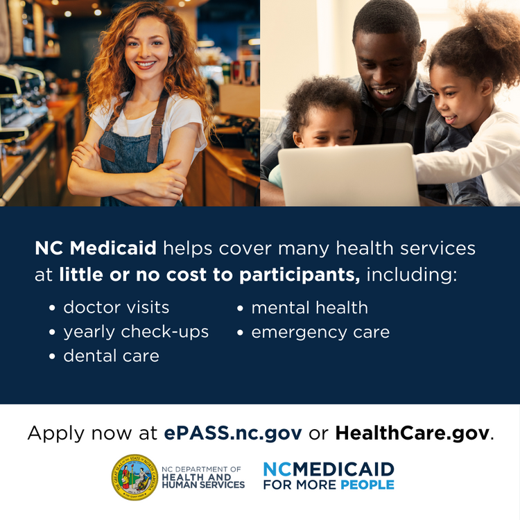 #NCMedicaid now covers people ages 19 through 64 with higher incomes, closing the coverage gap for North Carolinians! 

To find out if you are eligible or to apply, visit ePASS.nc.gov or HealthCare.gov