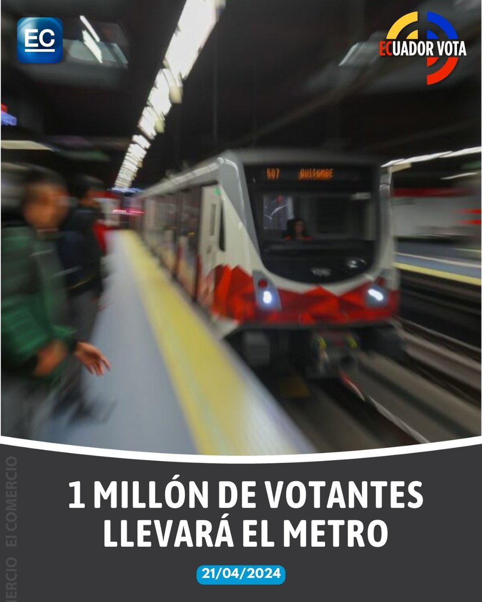 elcomerciocom's tweet photo. ¡No te pierdas este viaje! En día de votaciones, el Metro de Quito transportará a un millón de electores. #Metro #Quito #Consulta popular #TeamMichimercio https://t.co/oBfyQ7ldKW https://t.co/VOfLOhJYeU