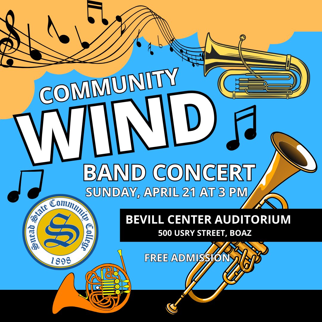 The Jazz Band Concert is TODAY, Sunday, April 21! Join us at 3 PM in the Bevill Center Auditorium. #SneadState #CommCollege