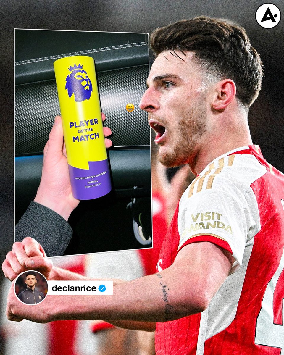 Declan Rice was delighted to receive the Man of the Match award after his performance yesterday 😁🥇