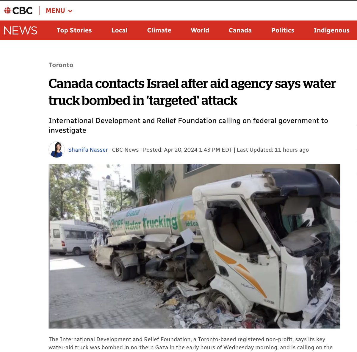 🚨Israel surgically bombs another international humanitarian aid truck Israel's war crimes manual: commit a crime so insane & egregious, deny & obscure responsibility. Once you get away with it (like always) & the world gets desensitized, do it over & over again on mass scale...
