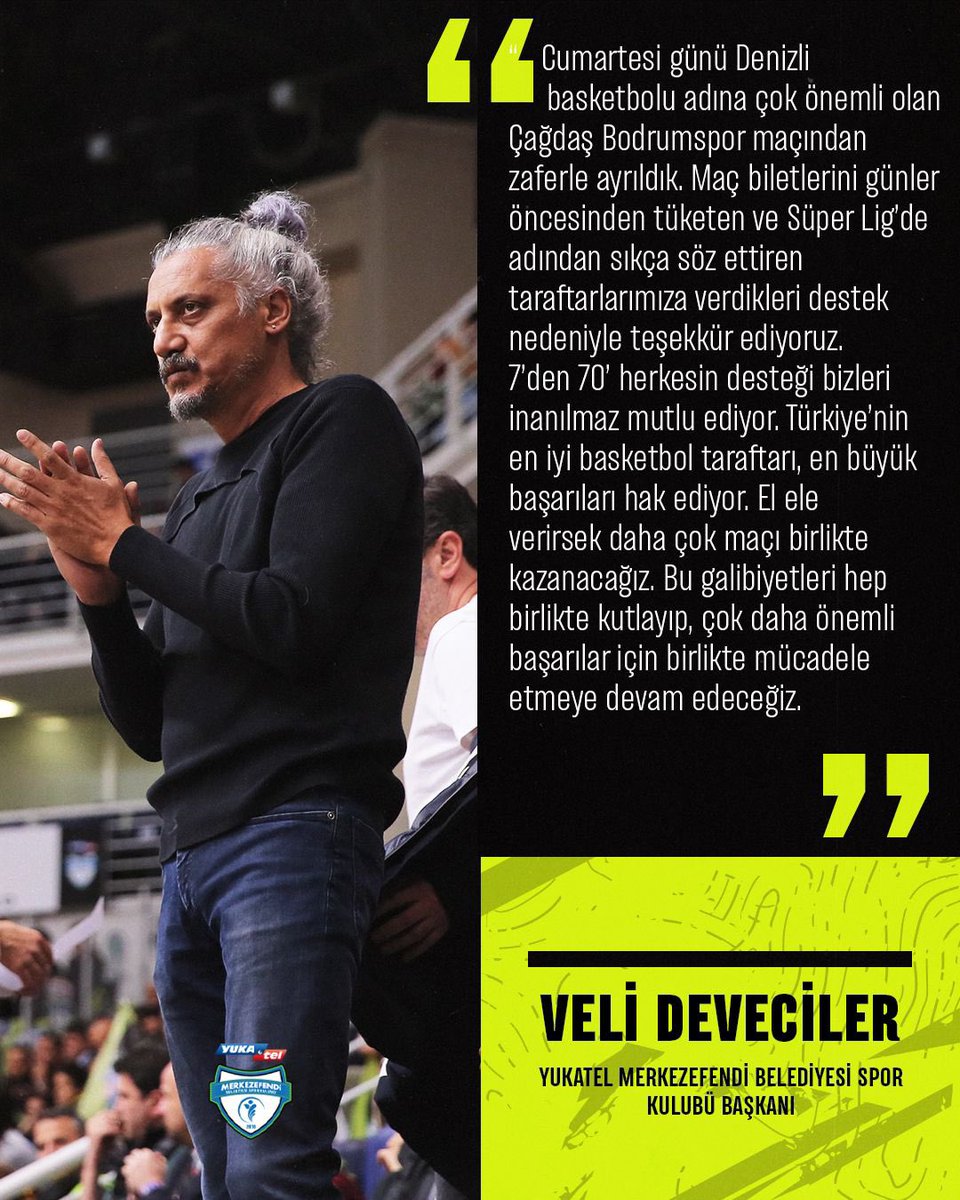 Yukatel Merkezefendi Belediyesi Basketbol Kulüp Başkanı Veli Deveciler’den Çağdaş Bodrumspor maçının ardından açıklamalar...