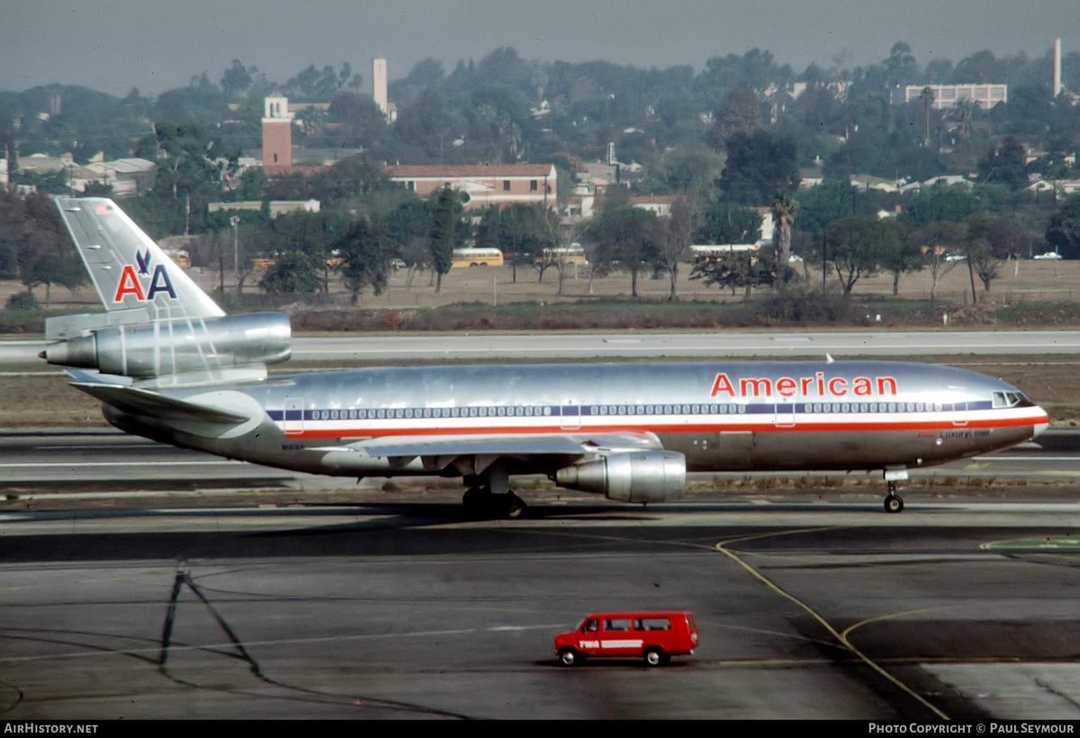 American Airlines 
Douglas DC-10-30 N141AA
LAX/KLAX Los Angeles International Airport
October 30, 1984
Photo credit Paul Seymour 
#AvGeek #Aviation #Airline #AvGeeks
#Douglas #DC10 #AAL #AmericanAirlines #LAX 
@flyLAXairport #LosAngeles