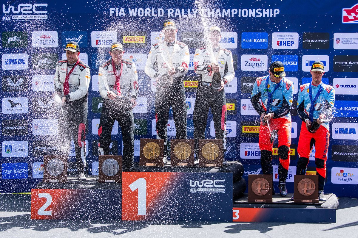 Podium after the Wolf Power Stage 🥳 #WRC I #CroatiaRally 🇭🇷