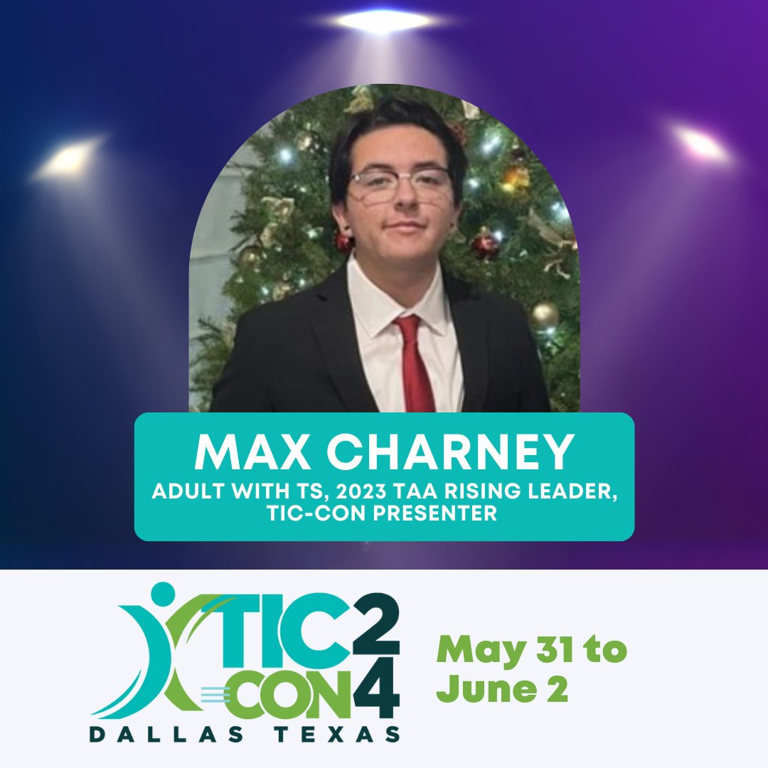 🌟Today's #TICCON24 Presenter Spotlight is on Max Charney, 2023 TAA Rising Leader and adult with #TouretteSyndrome! Max has been a panelist in our webinars and is a trained peer mentor for our SoCal Chapter. 🔗Hear Max speak at TIC-CON: tourette.org/tic-con-2024 #Tics