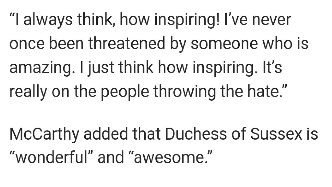 Melissa McCarthy: Meghan is 'A smart interesting woman that has her own life, for some reason, is incredibly threatening to some people'...