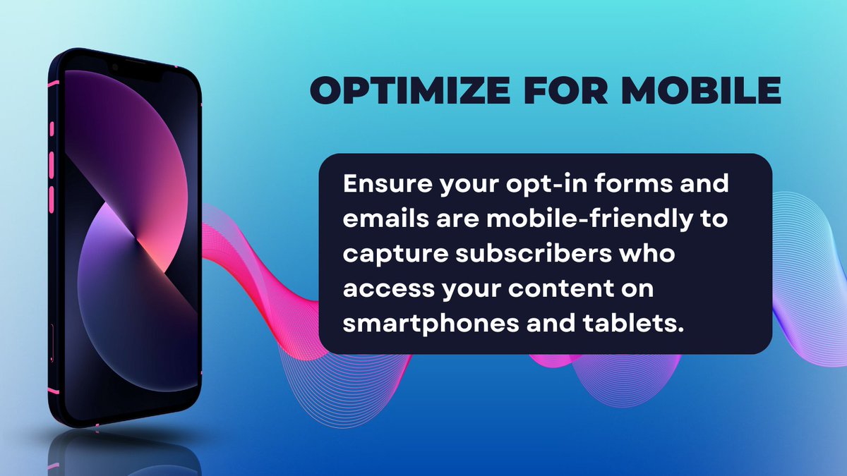 Optimize for mobile: 

Ensure your opt-in forms and emails are mobile-friendly to capture subscribers who access your content on smartphones and tablets.

#EmailMarketing101 #DigitalMarketing #EmailSuccessTips #MarketingStrategy #EmailAutomation #ListBuilding