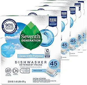 Big Coupon! Seventh Generation Dishwasher Detergent Packs Free & Clear Pack of 5 for sparkling dishes Dishwasher tabs, 45 count as low as $5.xx (reg $76) amzn.to/49Ns8xp