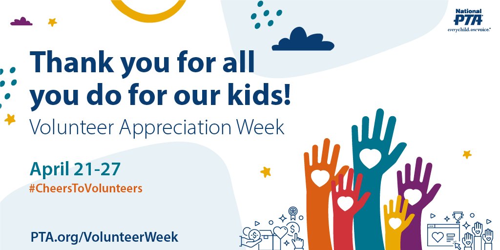 It’s Volunteer Appreciation Week! Let's recognize the countless hours they dedicate, the skills they generously share and the love they bring to our school community. Find ideas on how you can show your gratitude at bit.ly/3w43afg #CheersToVolunteers
