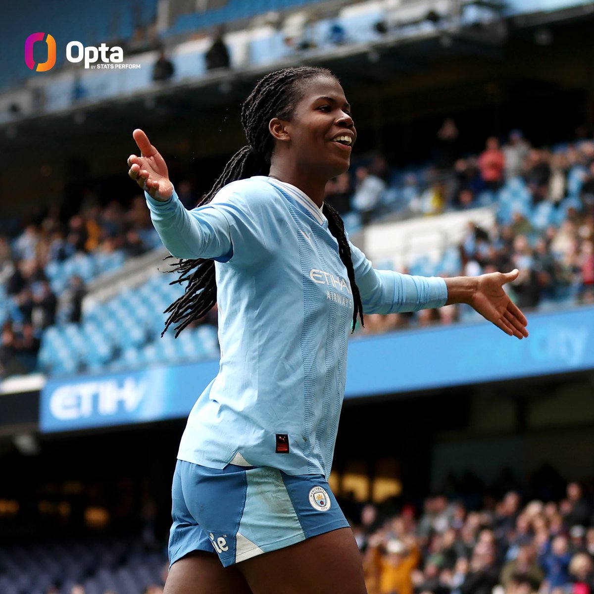 10 - With her goal against West Ham, Manchester City’s Khadija Shaw has become the first player in @BarclaysWSL history record a goal involvement in 10 consecutive appearances. Unrivalled.
