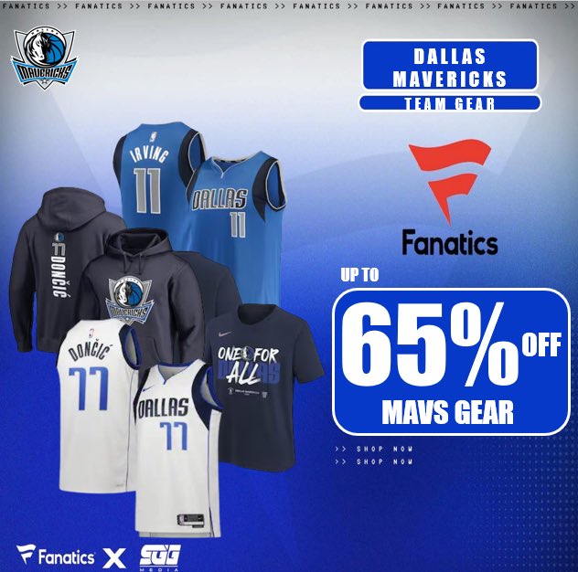 DALLAS MAVERICKS NBA PLAYOFFS SALE, @Fanatics 🏆 MAVS FANS‼️Take advantage of Fanatics EXCLUSIVE offer and get up to 65% OFF Dallas Mavericks gear using THIS PROMO LINK: fanatics.93n6tx.net/MAVSSALE 📈 HURRY! DEAL ENDS SOON🤝