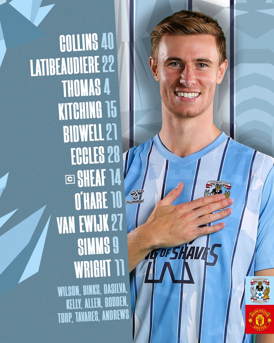 CoventryCityFC's tweet photo. UNITED OR ANYONE! 🎼

📋 Your team for this afternoon's @EmiratesFACup Semi-Final.