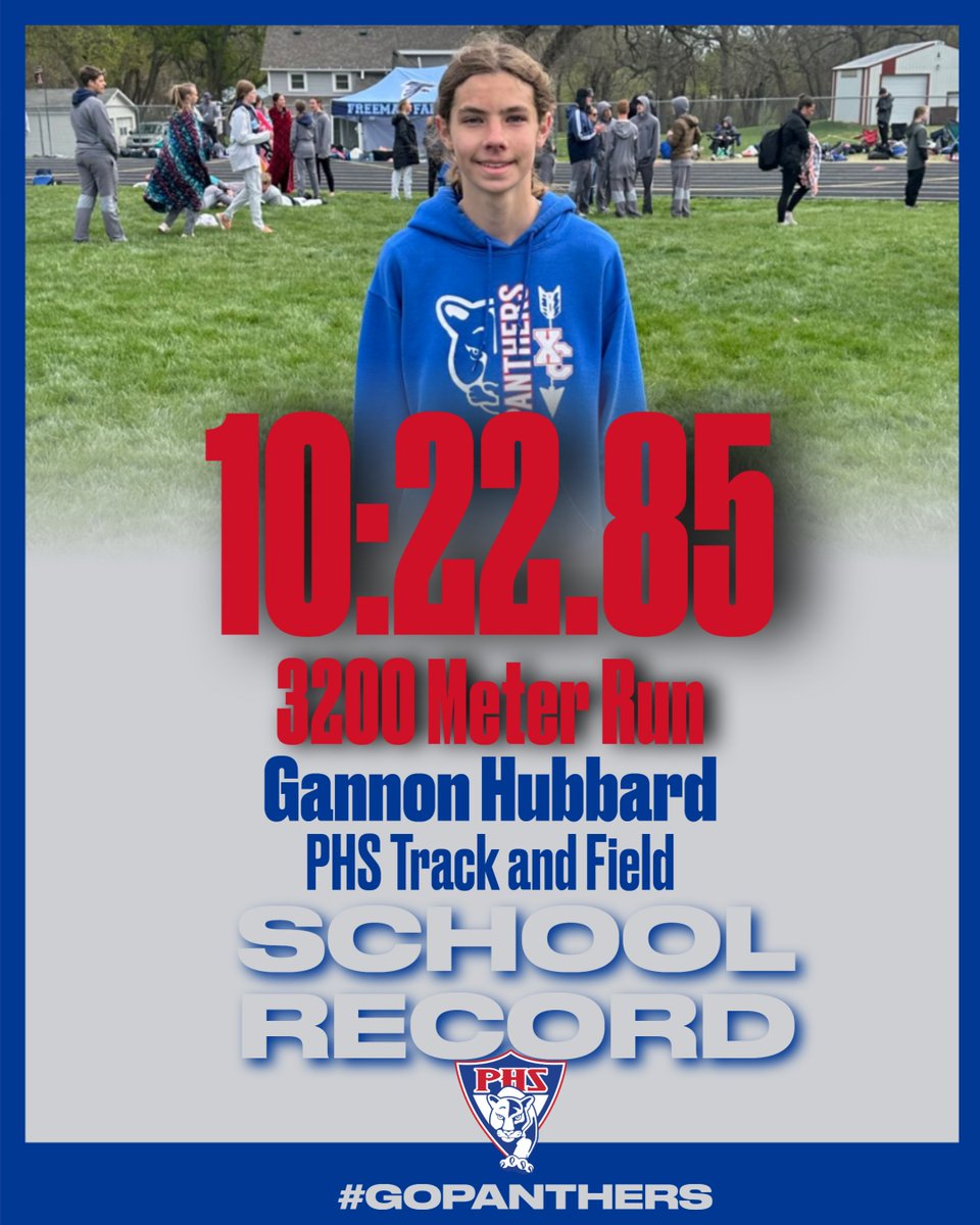 Panther_TrackXC's tweet photo. Congratulations to Gannon Hubbard for breaking the school record in the 3200 Meter Run with his time of 10:22.85 previously set in 1969! @OR1_Panthers #GoPanthers https://t.co/svGxEUgopP