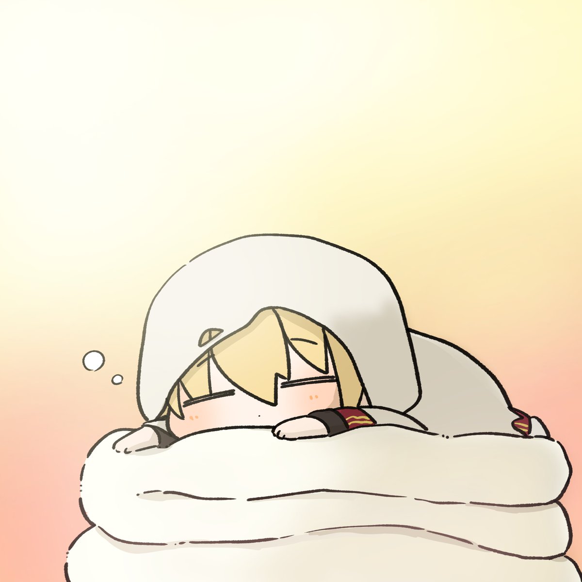 1girl solo blush blonde hair closed eyes lying hood  illustration images