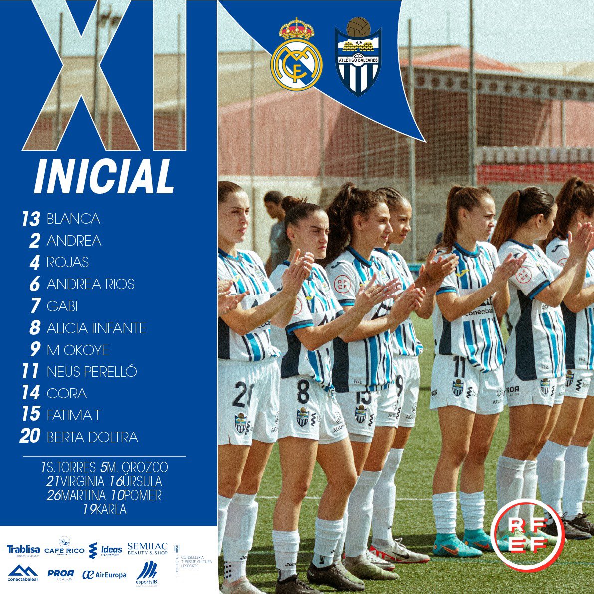 🤍 XI 💙 #RealMadrid𝐀𝐓𝐁Fem