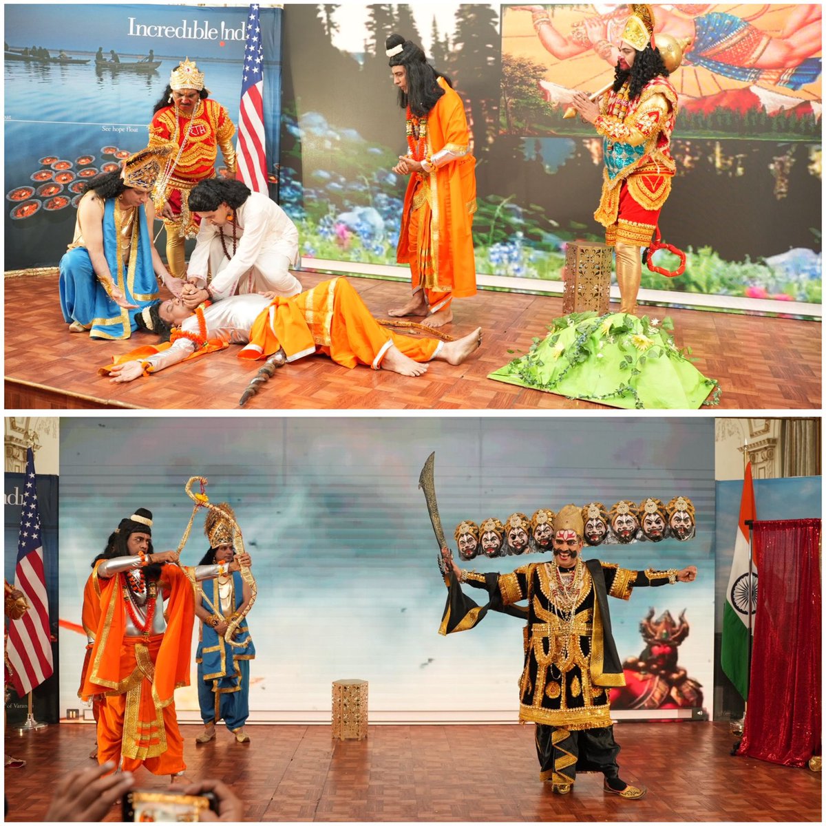 @IndiainNewYork hosted a mesmerizing performance of Ramleela by Navrang Dance Academy! Narrated the epic tale of Ramayan - the story of Lord Ram and his battle against evil. Lord Ram inspires us eternally to lead lives based on the ideals of Dharma, righteousness, courage and