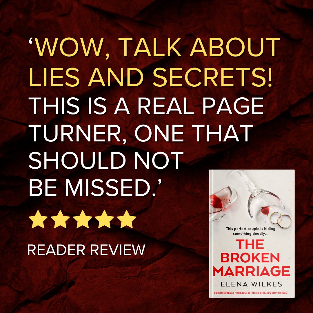 Storm Publishing (@stormbooks_co) on Twitter photo 🖤 If you read The Broken Marriage by <a href="/elenathrillers/">Elena Wilkes</a> and found it completely unputdownable and deliciously twisty, then remember to add your review online for other readers to enjoy!
Start here: geni.us/341-rd-two-am
#bookreview #psychologicalthriller 🖤 If you read The Broken Marriage by <a href="/elenathrillers/">Elena Wilkes</a> and found it completely unputdownable and deliciously twisty, then remember to add your review online for other readers to enjoy!
Start here: geni.us/341-rd-two-am
#bookreview #psychologicalthriller