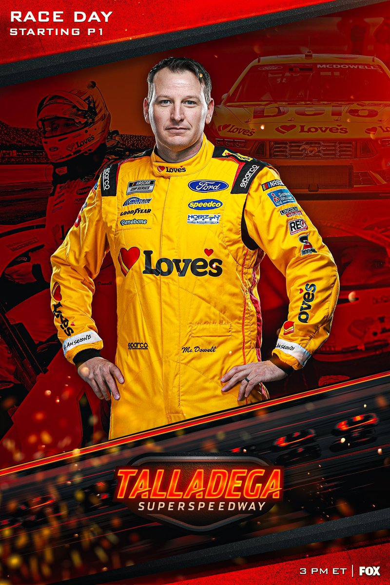 Our @LovesTravelStop Ford Mustang DH is ready to lead them to the green @TALLADEGA! 📺: 3 PM ET // 2 PM CT on FOX.